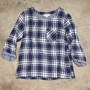 DownEast  Blue Plaid Blouse S
